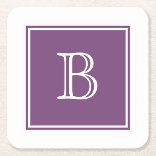 Paars vierkant monogram Onderzetter