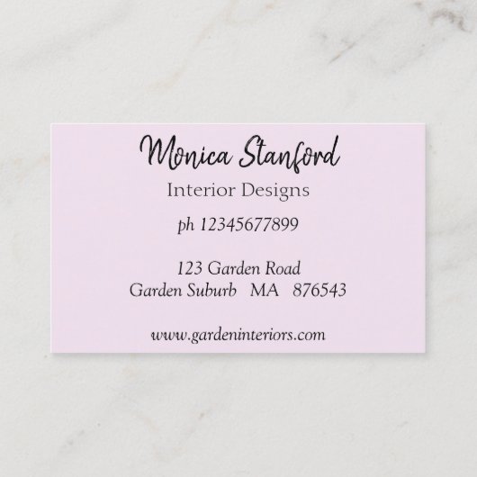 Paars Viola Flowers Waterverf Visitekaartje (Achterkant)