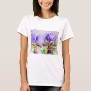 Paars Viola Pansy Waterverf schilderij T Shirt