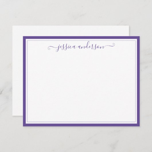 Paars Violet Elegant modern Preppy Girly Script Notitiekaartje (Voorkant / Achterkant)