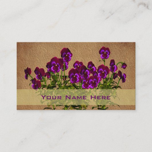 Paars Violet Floral Art Visitekaartje (Voorkant)