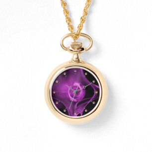 PAARS VIOLET FRACTAL ROOS HORLOGE