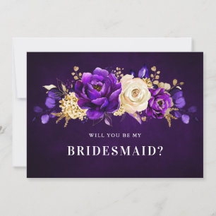 Paars Violet Gold zal je mijn Bridesmaid zijn Kaart