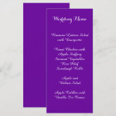 Paars Violette Trouwmenu Menu (Voorkant / Achterkant)