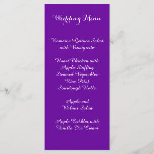 Paars Violette Trouwmenu Menu