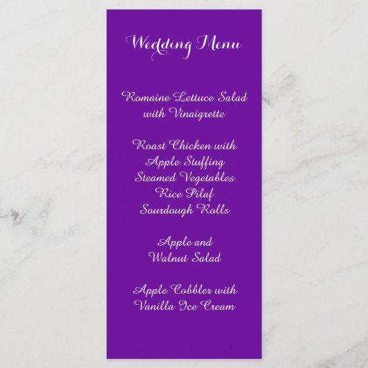 Paars Violette Trouwmenu Menu (Voorkant)