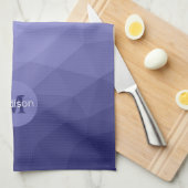 Paars vioolblauw rooster monogram theedoek (Quarter Fold)