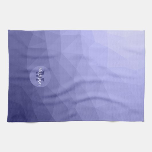 Paars vioolblauw rooster monogram theedoek (Horizontaal)