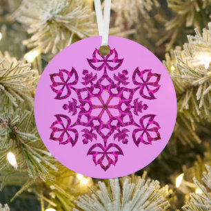 Paars Vlaams Mandala Boho Gift Label/Ornament Metalen Ornament