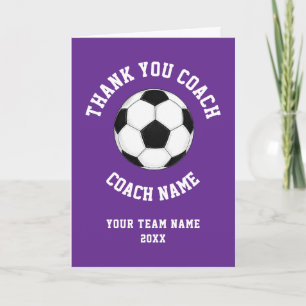 Paars Voetbal Coach Team Waardering Bedankkaart