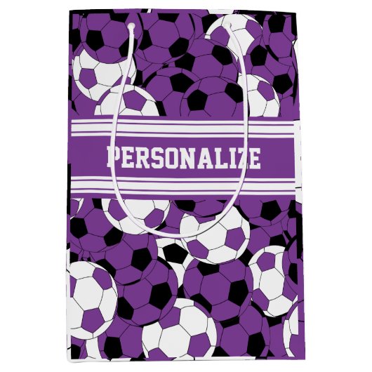 Paars Voetbal collage Medium Cadeauzakje (Voorkant)