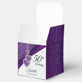 Paars vogeldagontwerp bedankdoosjes (Geopend)