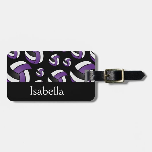 Paars Volleybalsportpatroon Bagagelabel (Voorkant horizontaal)