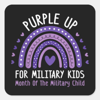 Paars voor de militaire Kinder maand van de milita Vierkante Sticker