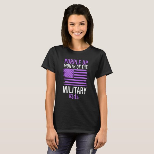 Paars voor Kinder militaire volwassen wolken Ameri T-shirt (Voorkant volledig)