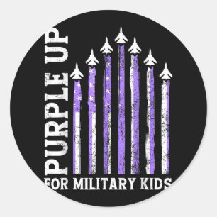 Paars voor militaire Kinder kindermaand Ronde Sticker