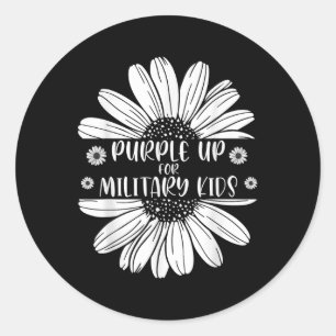 Paars voor militaire Kinder kindermaand Ronde Sticker