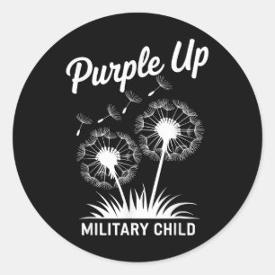 Paars voor militaire Kinder militaire ontheemdenle Ronde Sticker