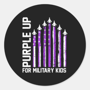 Paars voor militaire kinderen peuters vrouwen jong ronde sticker
