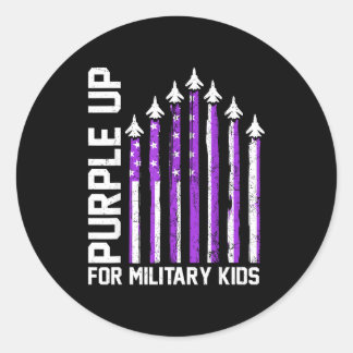 Paars voor militaire kinderen peuters vrouwen jong ronde sticker