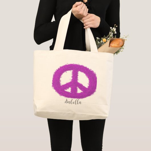 Paars vredesteken grote tote bag (Voorkant (product))