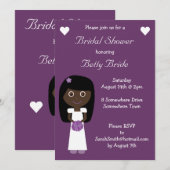 Paars Vrijgezellenfeest van de Cute Ethnic Bride Kaart (Voorkant / Achterkant)