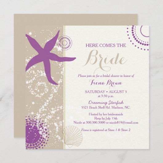 Paars Vrijgezellenfeest van doornhaai Kaart (Voorkant / Achterkant)