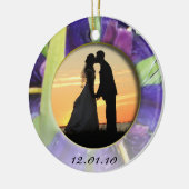 Paars Water Iris Foto Keramisch Ornament (Links)