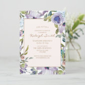 Paars Waterverf Floral Afstuderen Kaart (Staand voorkant)