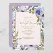 Paars Waterverf Floral Afstuderen Kaart (Voorkant / Achterkant)