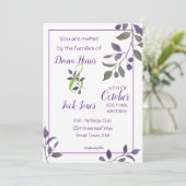 Paars Waterverf Leaf Kaart (Staand voorkant)