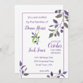 Paars Waterverf Leaf Kaart (Voorkant / Achterkant)