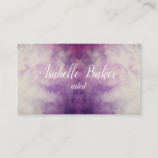 Paars Waterverf visitekaartje (Voorkant)