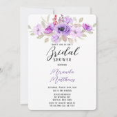 Paars Waterverf Vrijgezellenfeest Peony Flowers Kaart (Voorkant)