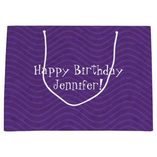 Paars Wavy Lines Pattern Large Cadeauzakje (Voorkant)