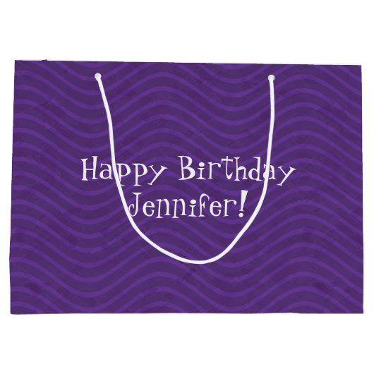 Paars Wavy Lines Pattern Large Cadeauzakje (Achterkant)