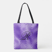 Paars Wavy Pattern met Monogram Tote Bag (Achterkant)