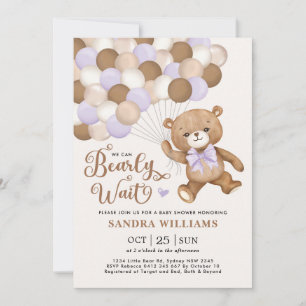 Paars we kunnen wachten tot Teddy Bear Baby shower Kaart