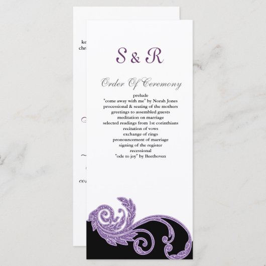 paars Weddenprogramma Programma (Voorkant / Achterkant)