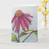 Paars WENSKAART Coneflower Kaart (Gele Bloem)