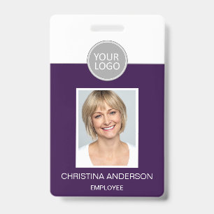 Paars Werknemersnaam Logo Foto Zakelijk Werk Badge