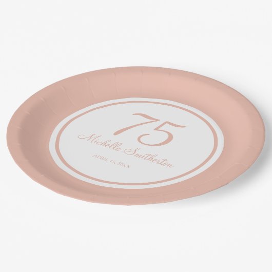 Paars White 75th Birthday Papieren Bordje (Gekanteld)