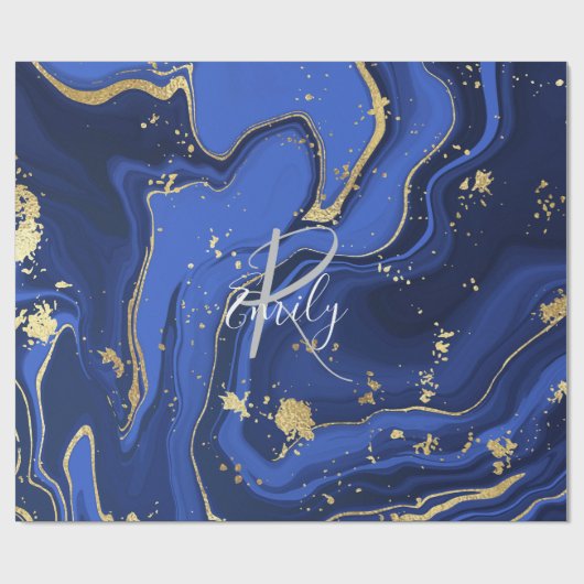 Paars White Agate Marble Abstracte Name Monogram Cadeaupapier (Vlak)