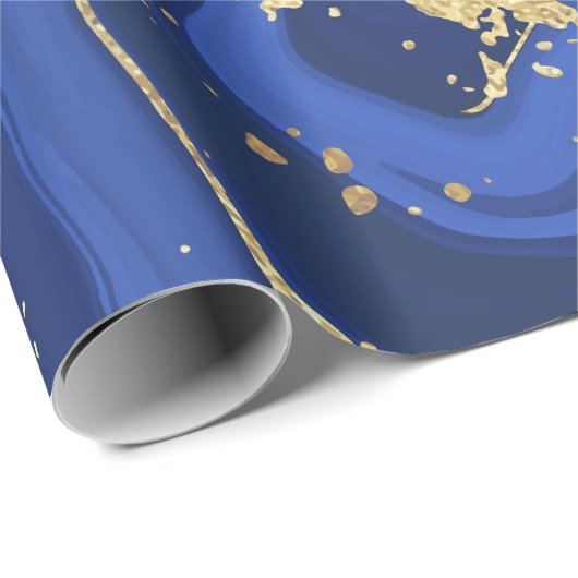 Paars White Agate Marble Abstracte Name Monogram Cadeaupapier (Rol Hoek)