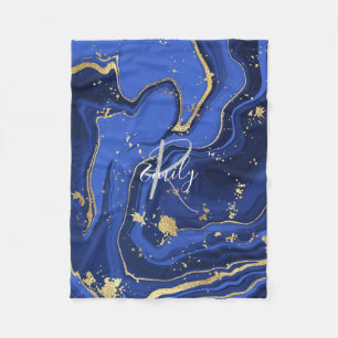 Paars White Agate Marble Abstracte Name Monogram Fleece Deken