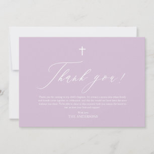 Paars-White Cross-Girl Baptisme Hartelijk dank Kaart