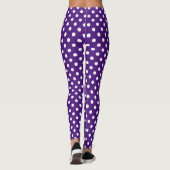 Paars White Polka Dot Pattern Leggings (Achterkant)