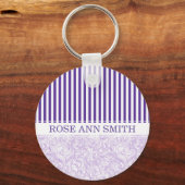 Paars-White Stripe・Zwirly Wave Pattern・Aangepast Sleutelhanger (Voorkant)
