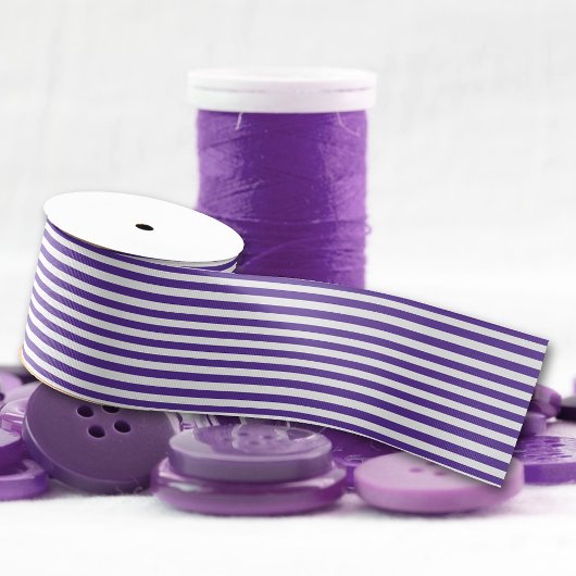 Paars-White Stripes Pattern Grosgrain Lint