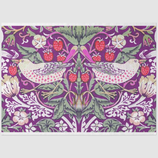 Paars William Morris Strawberry Thief Tissuepapier (Voorkant)